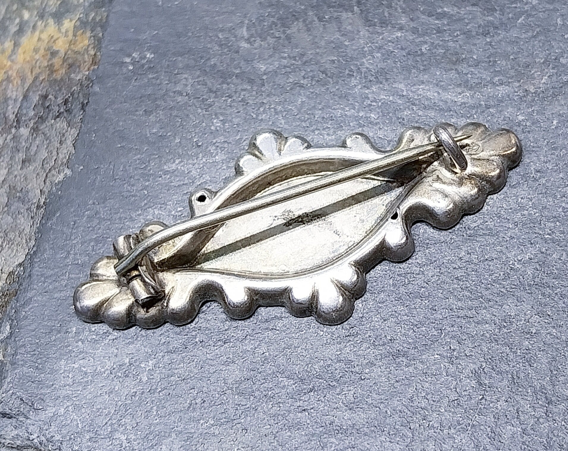 VICTORIAN Sweetheart Brooch - Rose Gold on Sterling Silver c 1880s - 2.5g