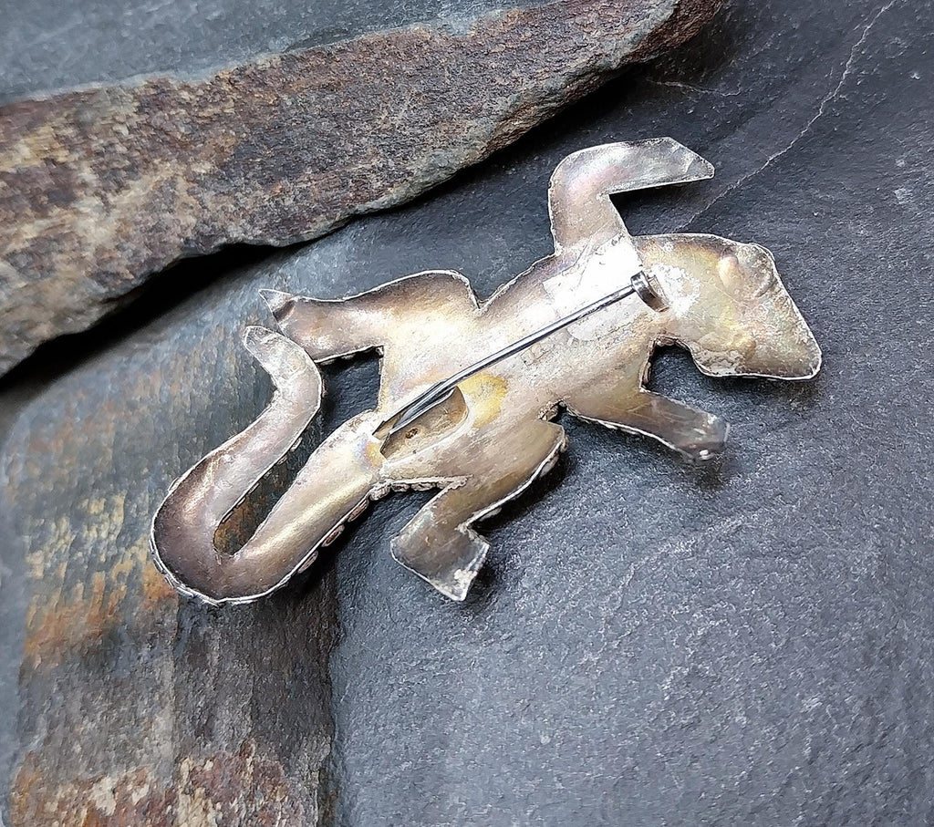 Vintage Sterling Silver GECKO Lizard BROOCH  - Pin 6.9g