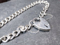 GEORG JENSEN Silver Link Bracelet with Heart Clasp Padlock - 17.9g