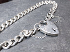 GEORG JENSEN Silver Link Bracelet with Heart Clasp Padlock - 17.9g