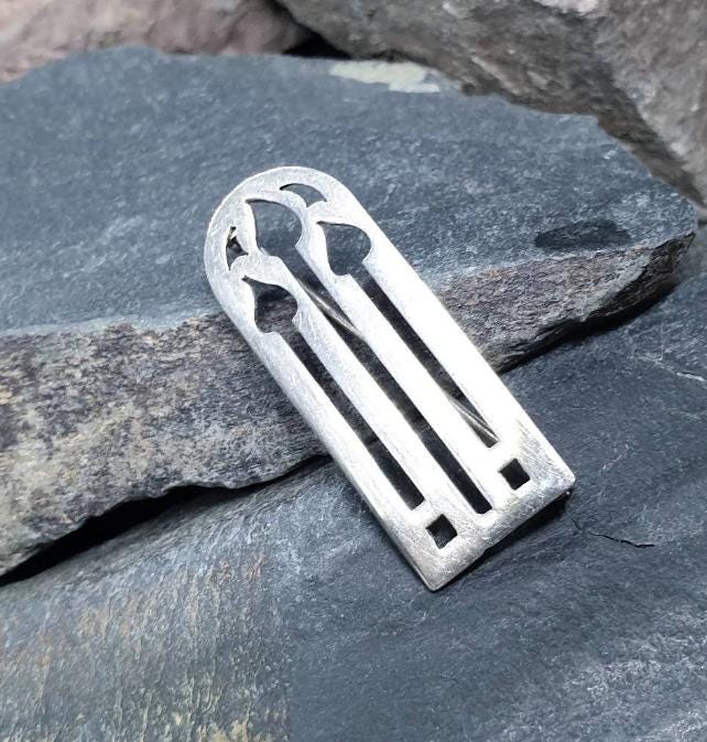 Vintage Sterling Silver Brooch - Art Deco Candles - Edinburgh Hallmarks - 5g