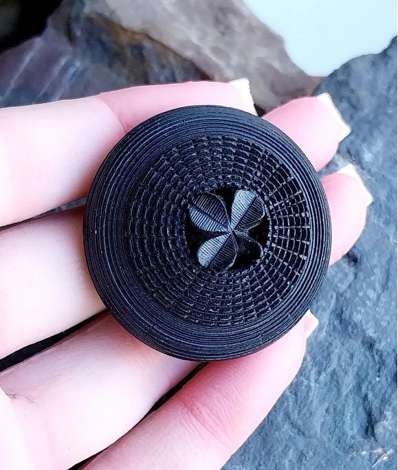 Victorian Antique Irish BOG OAK Shamrock Brooch - Clover - 10.9g