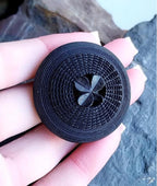 Victorian Antique Irish BOG OAK Shamrock Brooch - Clover - 10.9g
