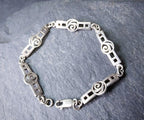 Vintage Celtic Sterling Silver Bracelet - Mackintosh Rose Links - 19cm - 10.6g