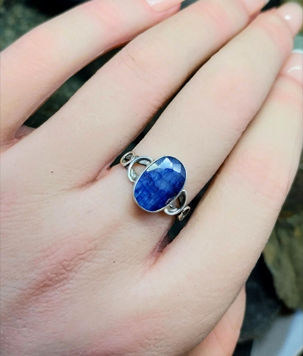 Vintage SILVER RING with Blue Lapis Lazuli Gemstone Size N (us 7) - 2.5g