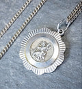 Vintage Georg Jensen St CHRISTOPHER Necklace Pendant on 18" Chain - 7.4g