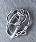Large Sterling Silver Mackintosh Rose and Cecily Leaf Art Nouveau Brooch - 9g