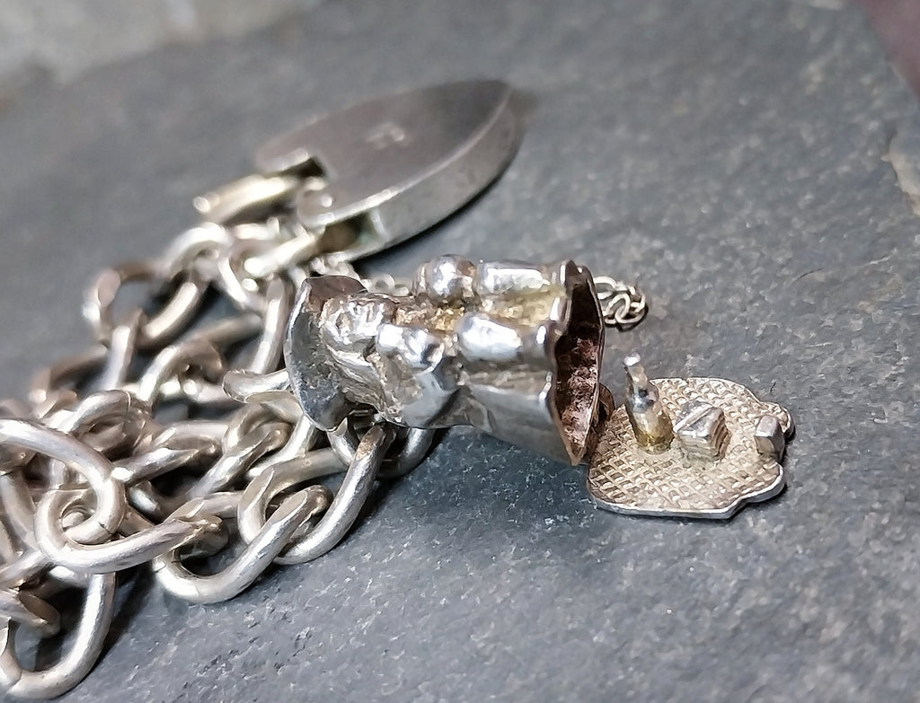 Vintage Silver CHARM BRACELET with Charm Opening Toby Beer Jug - 18.9g