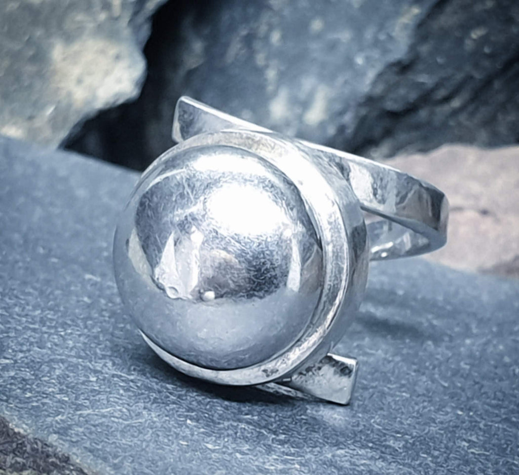Vintage Modernist Silver Ring - Harold Nielsen? Art Deco - uk size K (Us size 5.5) - 6.5g