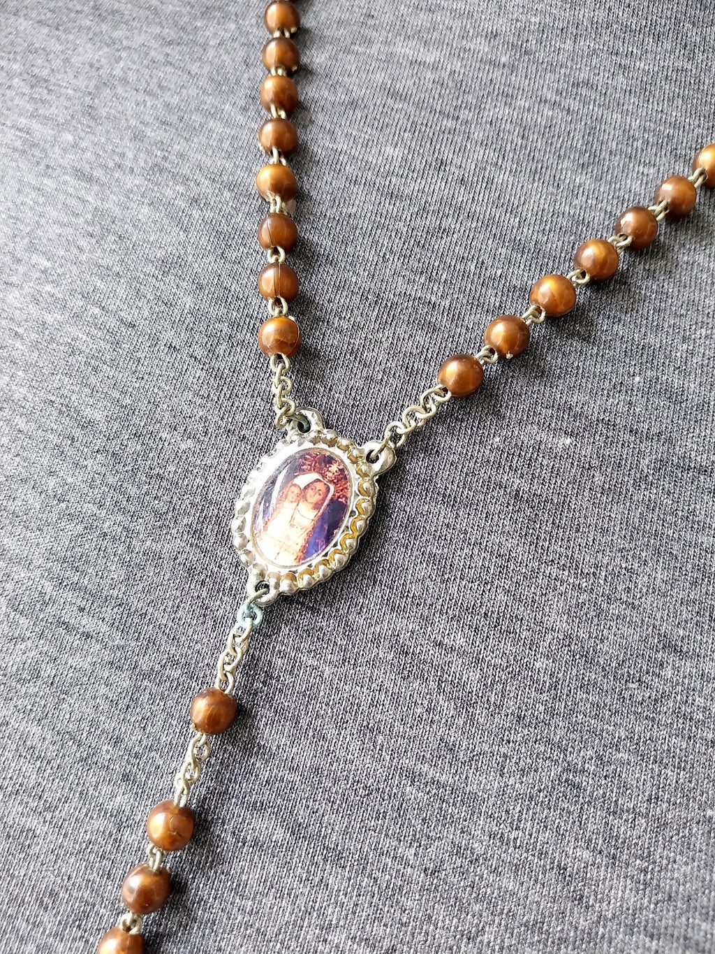 Vintage ROSARY BEADS with Crucifix - 22" Necklace - 18.7g