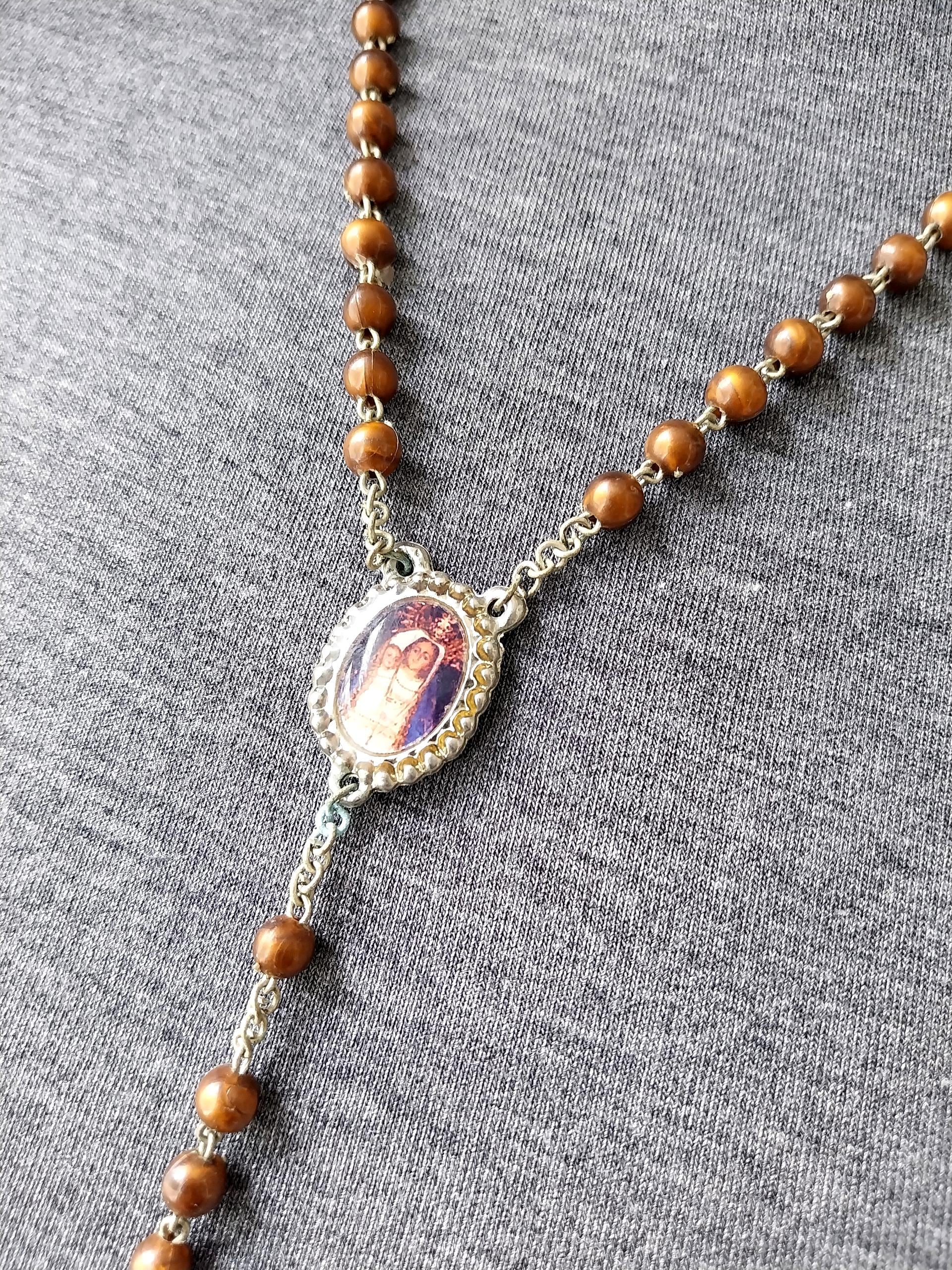 Vintage ROSARY BEADS with Crucifix - 22" Necklace - 18.7g