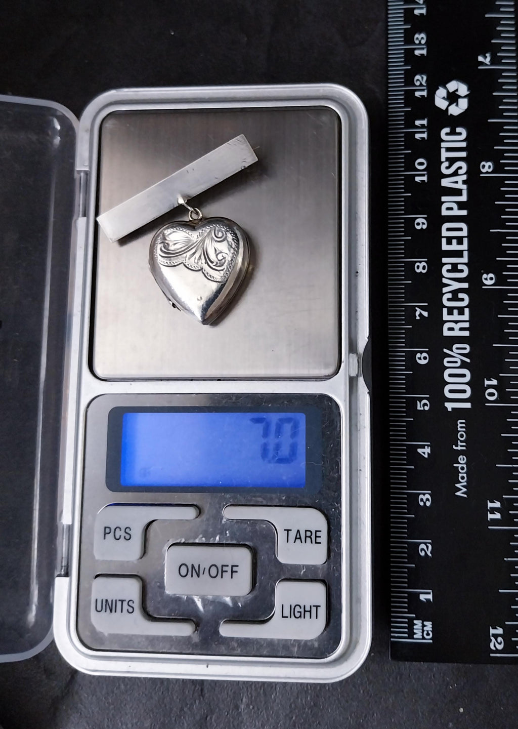 Antique Locket Brooch, Sweetheart Pin, Sterling Silver - 7g