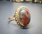 Vintage 9ct Gold MOSS AGATE Ring - Dendritic - Size uk N 1/2 (us 7) - 3.7g