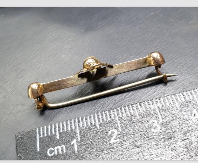 Antique 9ct Gold Thistle and Citrine Bar Brooch - 1.8g