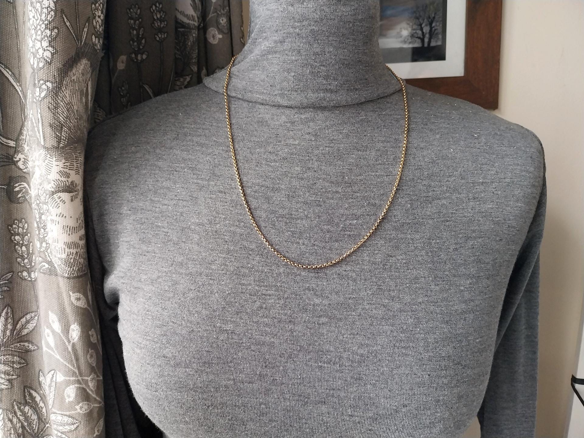 Vintage 9ct GOLD BELCHER Chain Necklace, 23" Long  Hallmarked - 6.8g