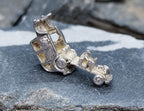 SILVER TAXI Cab CHARM - Vintage Opening & Moving car for Bracelet - 3.3g