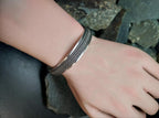 Vintage Sterling Silver Bangle Bracelet - Weave Design Open - 22g
