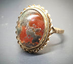 Vintage 9ct Gold MOSS AGATE Ring - Dendritic - Size uk N 1/2 (us 7) - 3.7g