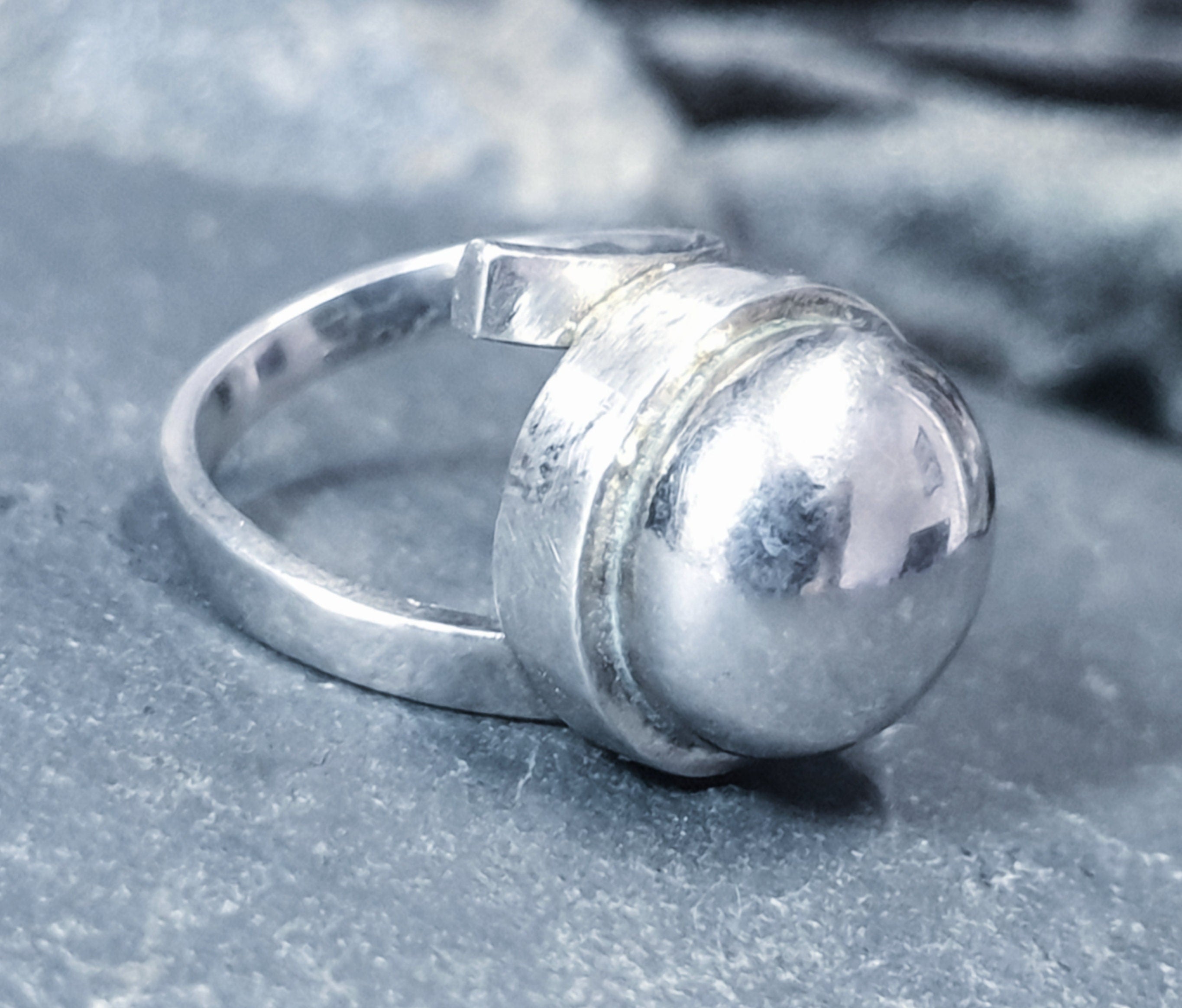Vintage Modernist Silver Ring - Harold Nielsen? Art Deco - uk size K (Us size 5.5) - 6.5g