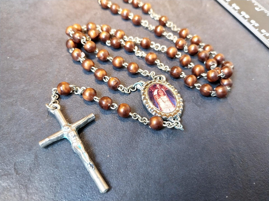 Vintage ROSARY BEADS with Crucifix - 22" Necklace - 18.7g