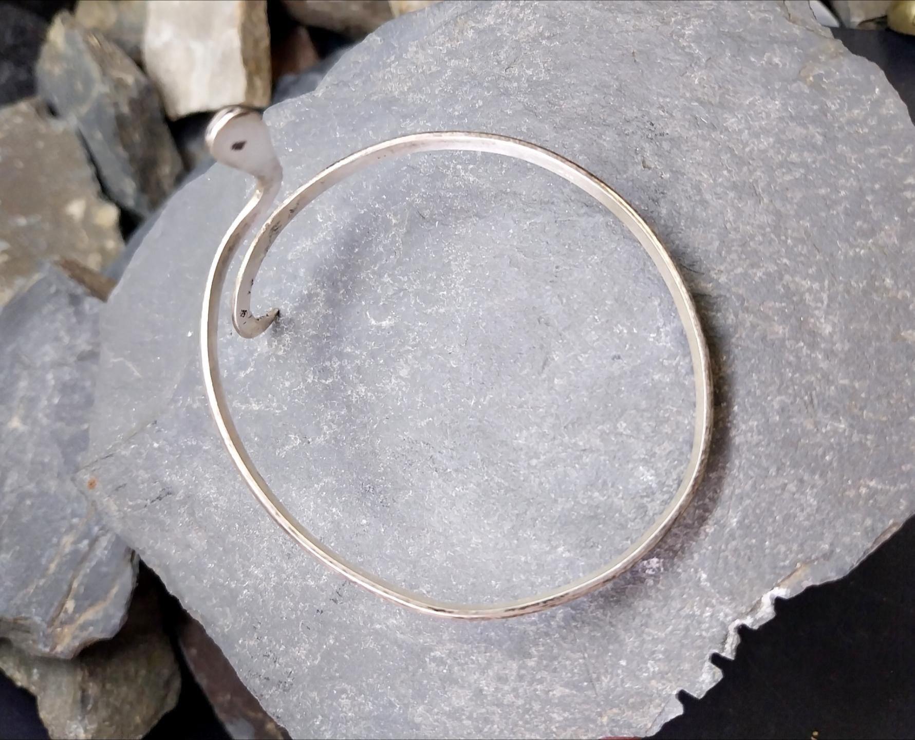 Vintage Sterling Silver Snake Serpent Bangle Bracelet - 15.7g
