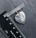 Antique Locket Brooch, Sweetheart Pin, Sterling Silver - 7g