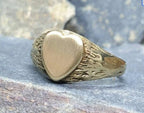 Vintage 9ct GOLD Heart Signet Ring - Size uk S (us 9) - 3.5g