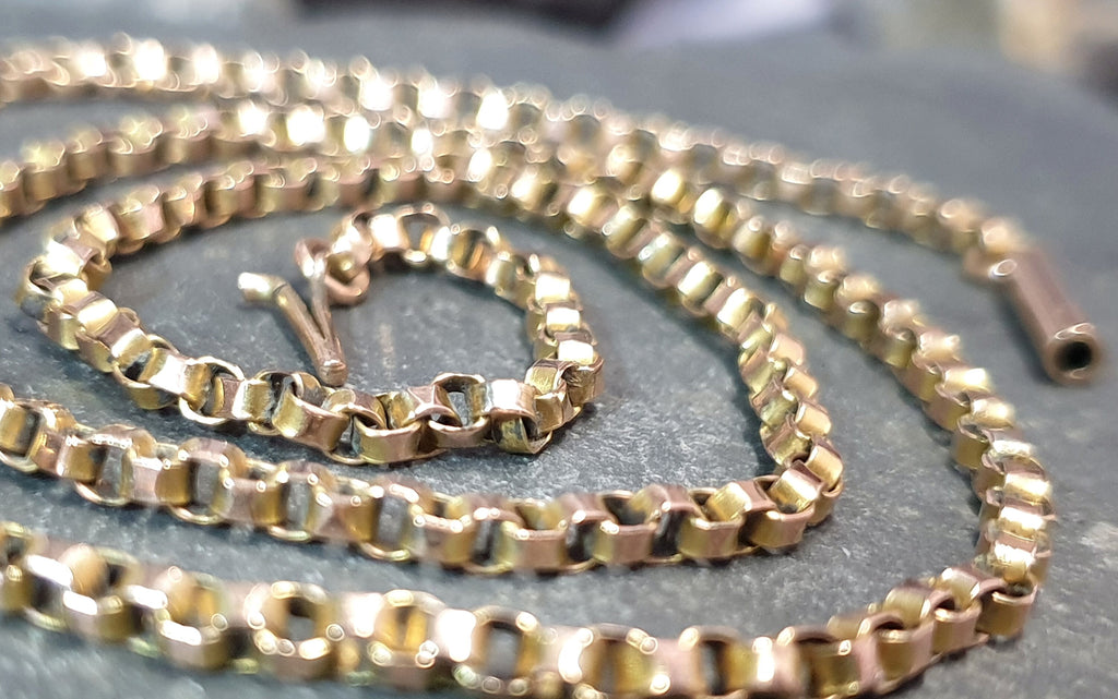 Antique Victorian 9ct GOLD ROLO BELCHER Chain Necklace with Barrel Clasp - 18" - 8.6g