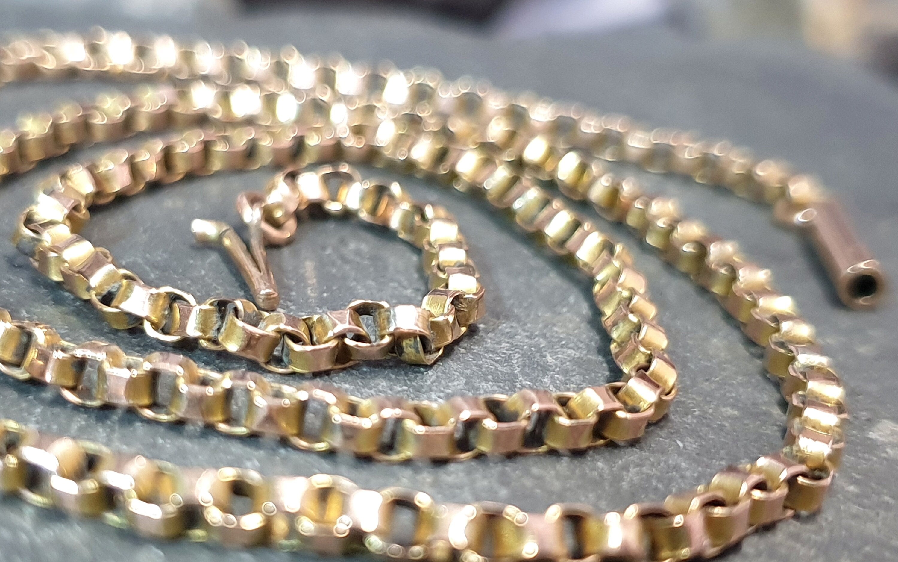 Antique Victorian 9ct GOLD ROLO BELCHER Chain Necklace with Barrel Clasp - 18" - 8.6g