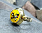 Vintage LOCKET WATCH RING - Butterfly Swissam Gold Plated - Size Adjustable - 12.1g
