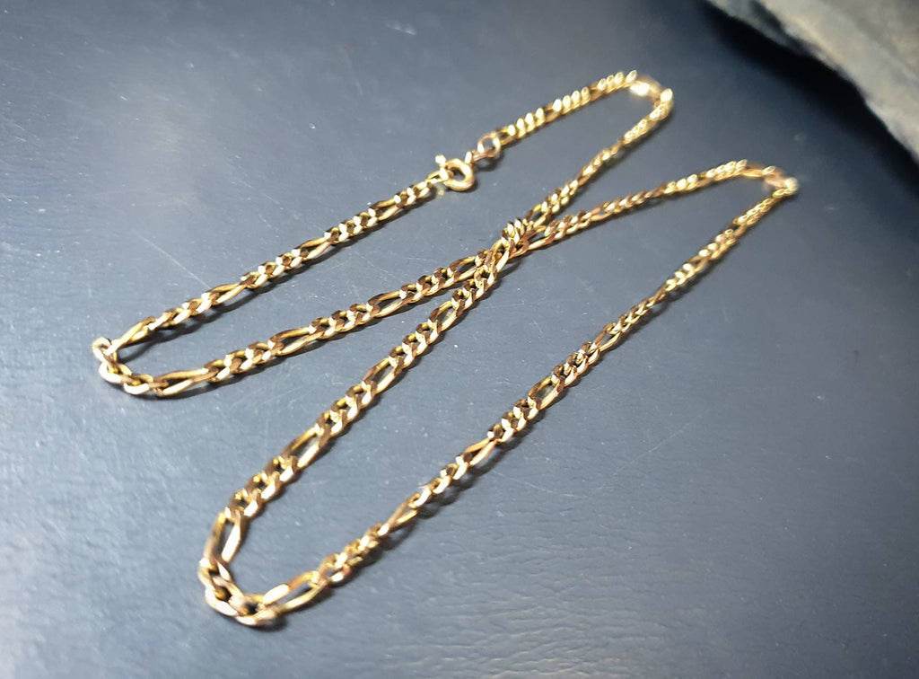 Vintage 9ct GOLD FIGARO CHAIN Necklace - 18" - 7g