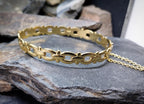 Vintage Rolled Gold BANGLE Bracelet Buckle Design - 12.5g