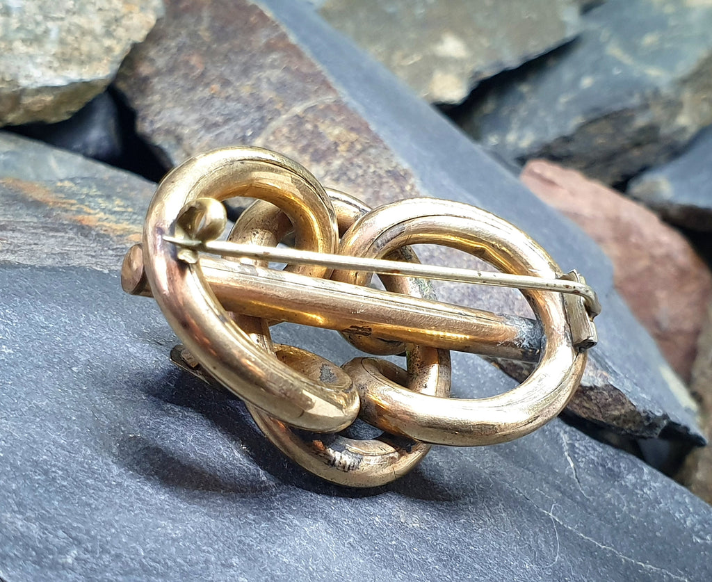 Antique 9ct Gold Infinity Lovers Knot  brooch Pin - 17.5g