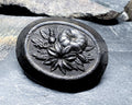 Antique Victorian Vulcanite Brooch with flowers - 10.4g