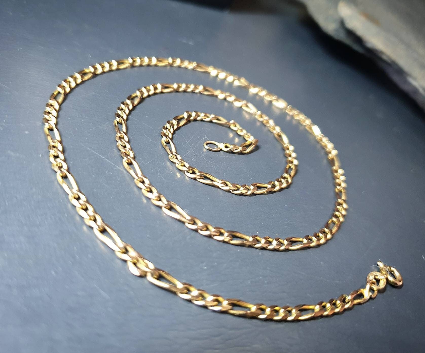 Vintage 9ct GOLD FIGARO CHAIN Necklace - 18" - 7g