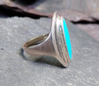 Sterling Silver Oval TURQUOISE RING - uk size P (us 7.5) - 51