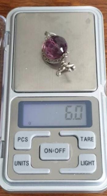 SILVER SPINNING GLOBE Bracelet Charm - Vintage Amethyst world - 6g
