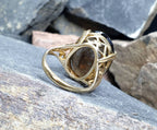 Vintage 9ct GOLD Huge Smoky Quartz Ring c 1966 - Size K  5.25) - 6.7g