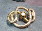 Antique 9ct Rolled Gold Infinity Lovers Knot with Pearl  - 6.6g