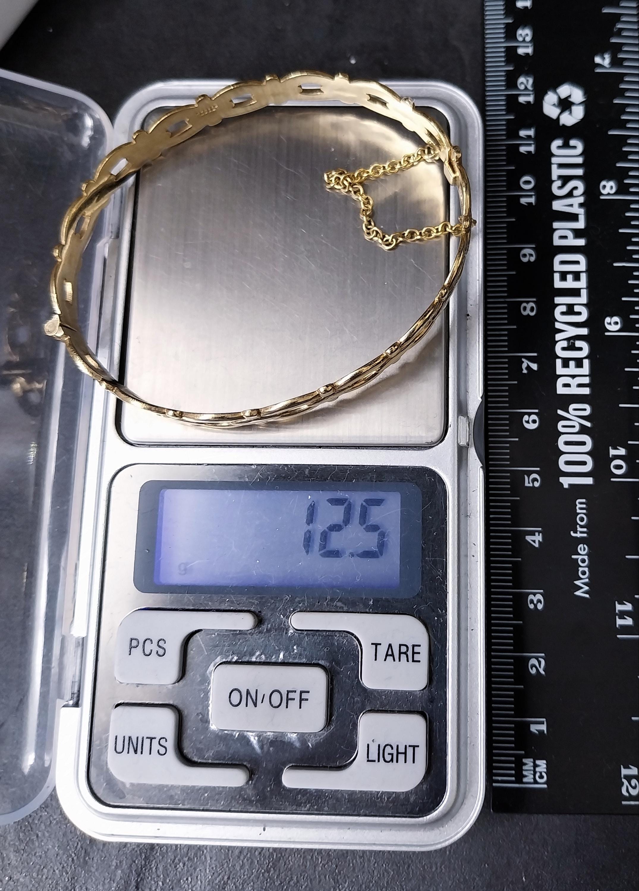Vintage Rolled Gold BANGLE Bracelet Buckle Design - 12.5g