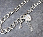 Vintage SILVER LINK BRACELET with Lock and Key - 16cm - 8.8g