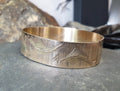Vintage 9ct Rolled GOLD Wide BANGLE BRACELET - Fern Leaf - 50 Microns 9ct - 28.9g