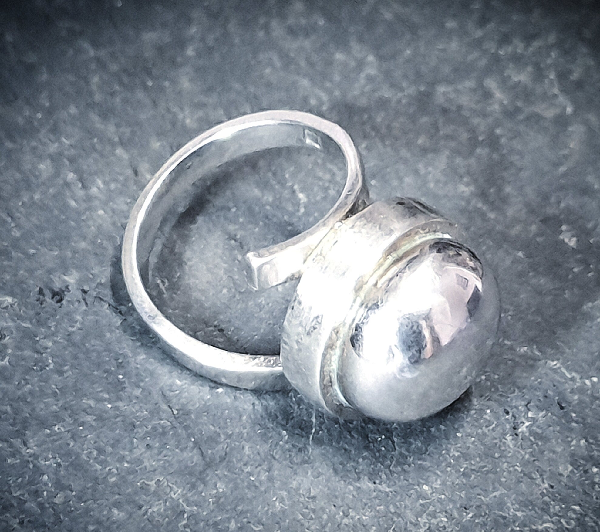 Vintage Modernist Silver Ring - Harold Nielsen? Art Deco - uk size K (Us size 5.5) - 6.5g