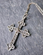 Antique Filigree Cross Crucifix on 18" Sterling Silver Chain - 3.3g