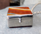 Large Striped Agate Pill Snuff Box Locket - 20" chain - 18g