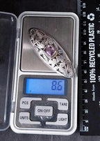 Vintage Sterling Silver BROOCH - Amethyst and shamrocks - 8.6g