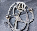 Large Sterling Silver Mackintosh Rose and Cecily Leaf Art Nouveau Brooch - 9g