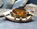 Large Antique VICTORIAN BROOCH - Citrine Coloured Gemstone 12.8g