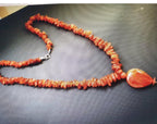 Vintage Large Carnelian Drop Necklace - Long 24" - with Sterling Silver Clasp