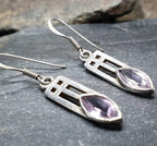 Sterling Silver Dangle Earrings - with Purple amethyst Stone - 3.5g